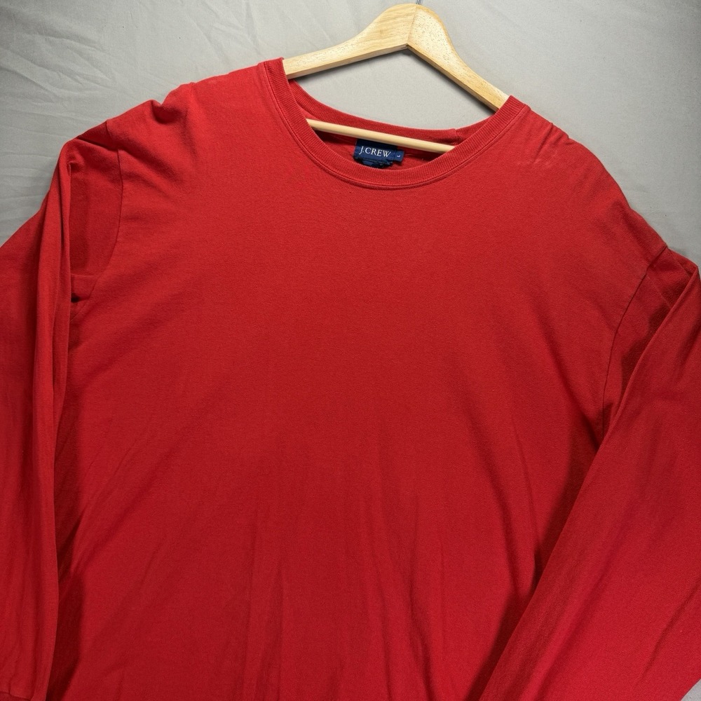 Vintage J Crew Shirt Mens Large Red Long Sleeve Blank Made In USA 90s